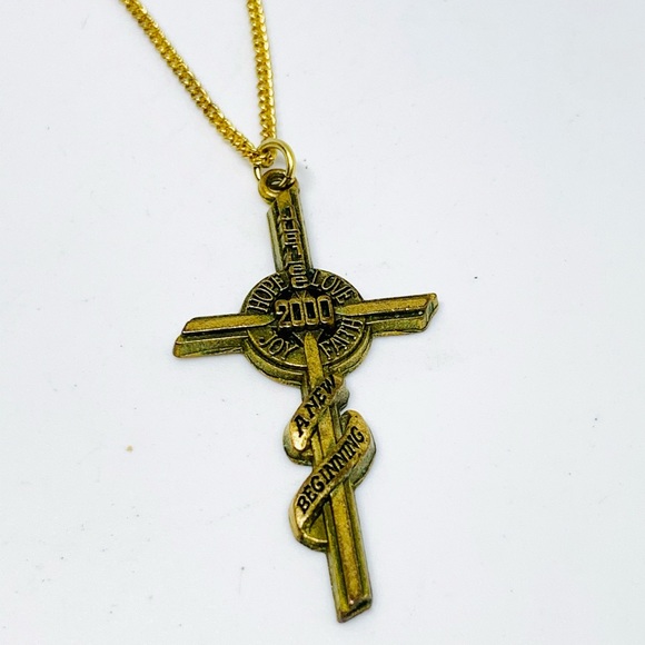 Unique “Jubilee,hope,love,joy,faith,2000 a new beginning cross pendant n… - Picture 2 of 3